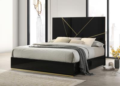 BLACK/GOLD LINE QUEEN BED
