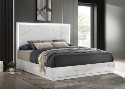 WHITE/GRAY LINE KING BED