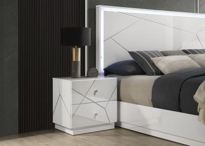 WHITE/GRAY LINE NIGHT STAND