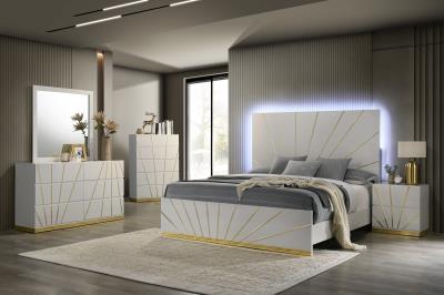 KING BED FRAME - DRESSER - MIRROR - CHEST - NIGHTSTAND