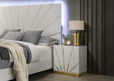 WHITE/GOLD NIGHT STAND