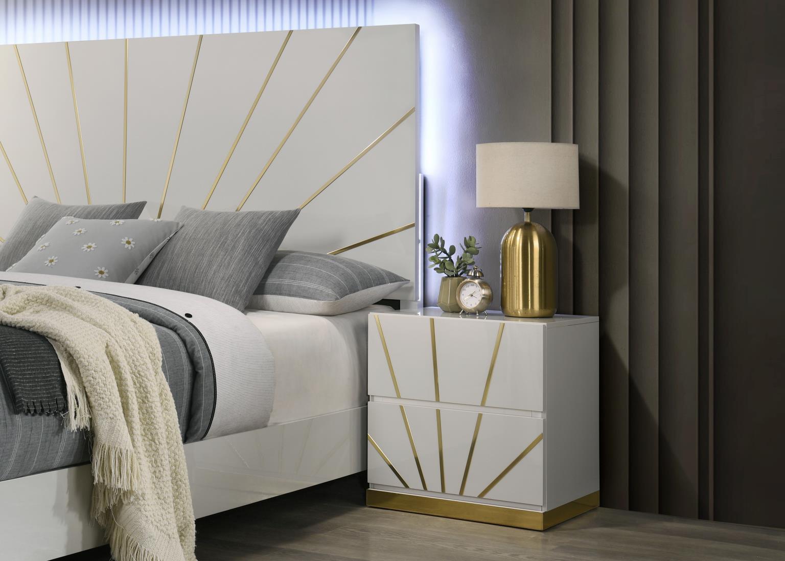 WHITE/GOLD NIGHT STAND view 2