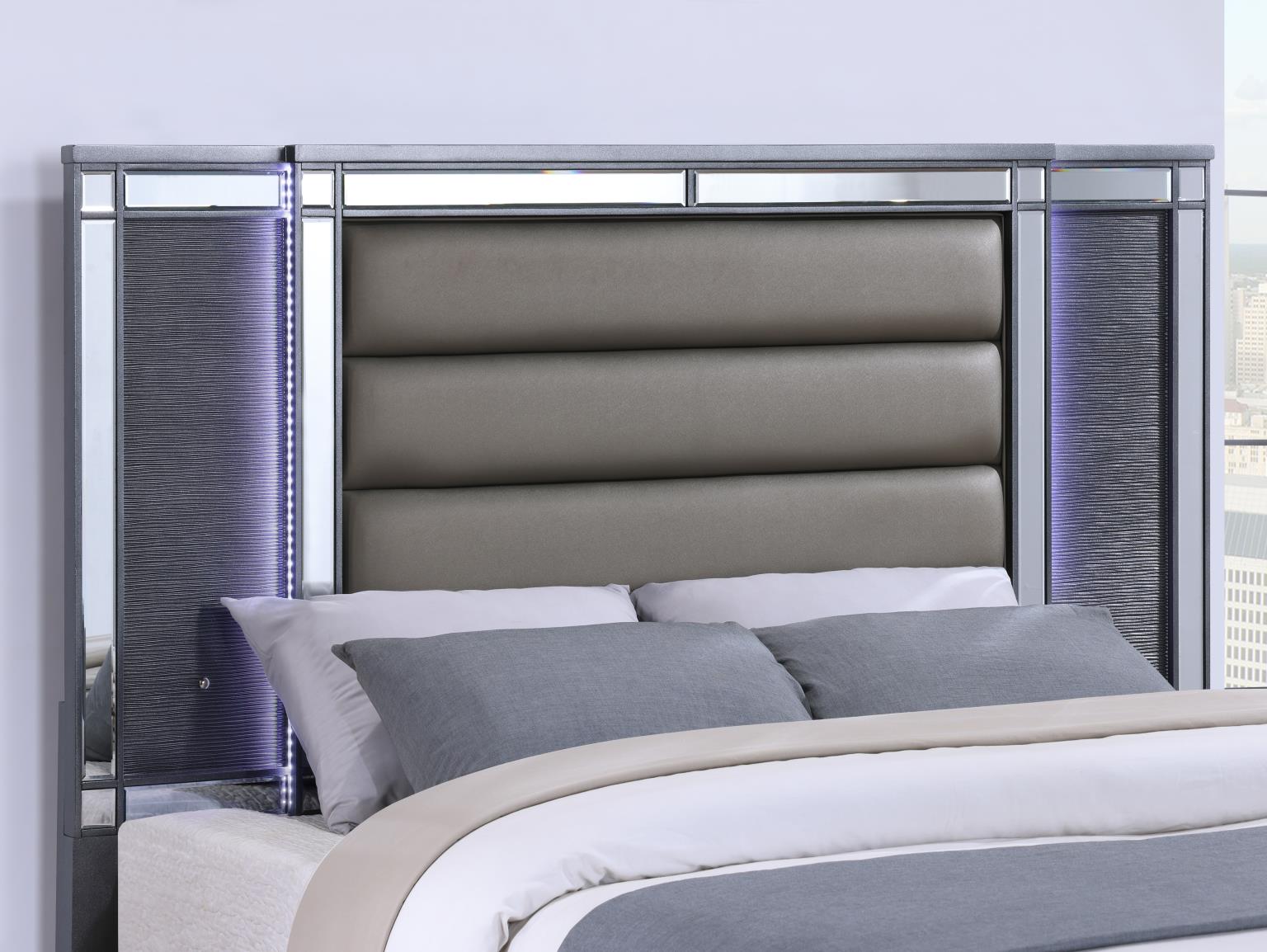 CHARCOAL GLOSS QUEEN BED W/LED LIGHT view 3