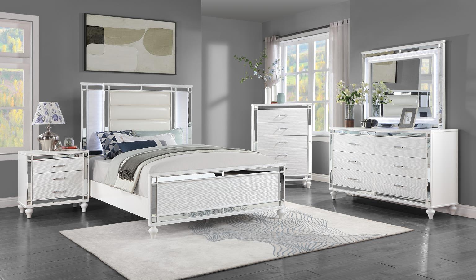 QUEEN BED FRAME - DRESSER - MIRROR - CHEST - NIGHTSTAND view 2