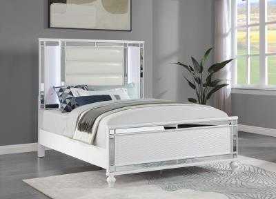 WHITE GLOSS QUEEN BED W/LED LIGHT