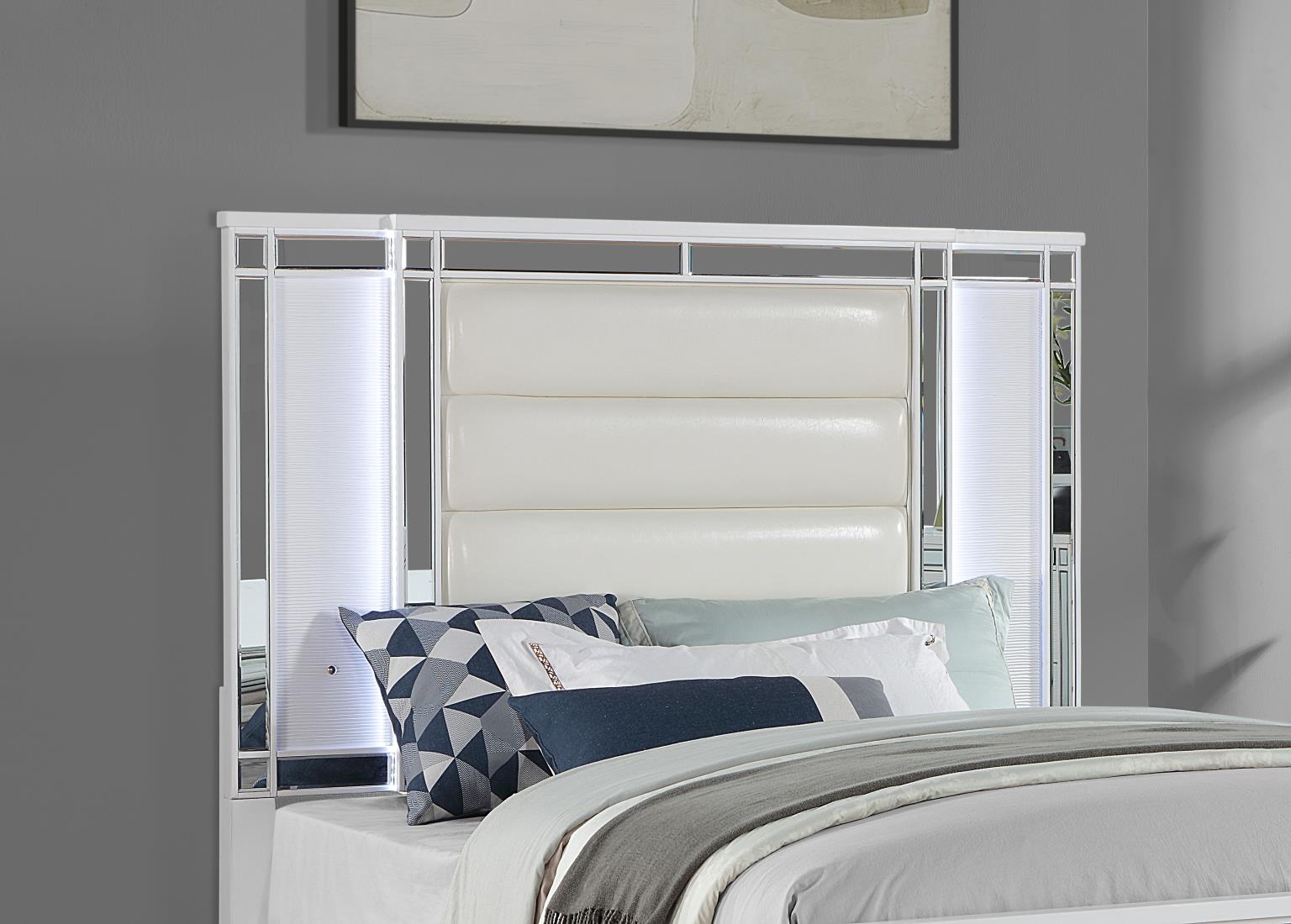 WHITE GLOSS QUEEN BED W/LED LIGHT view 3