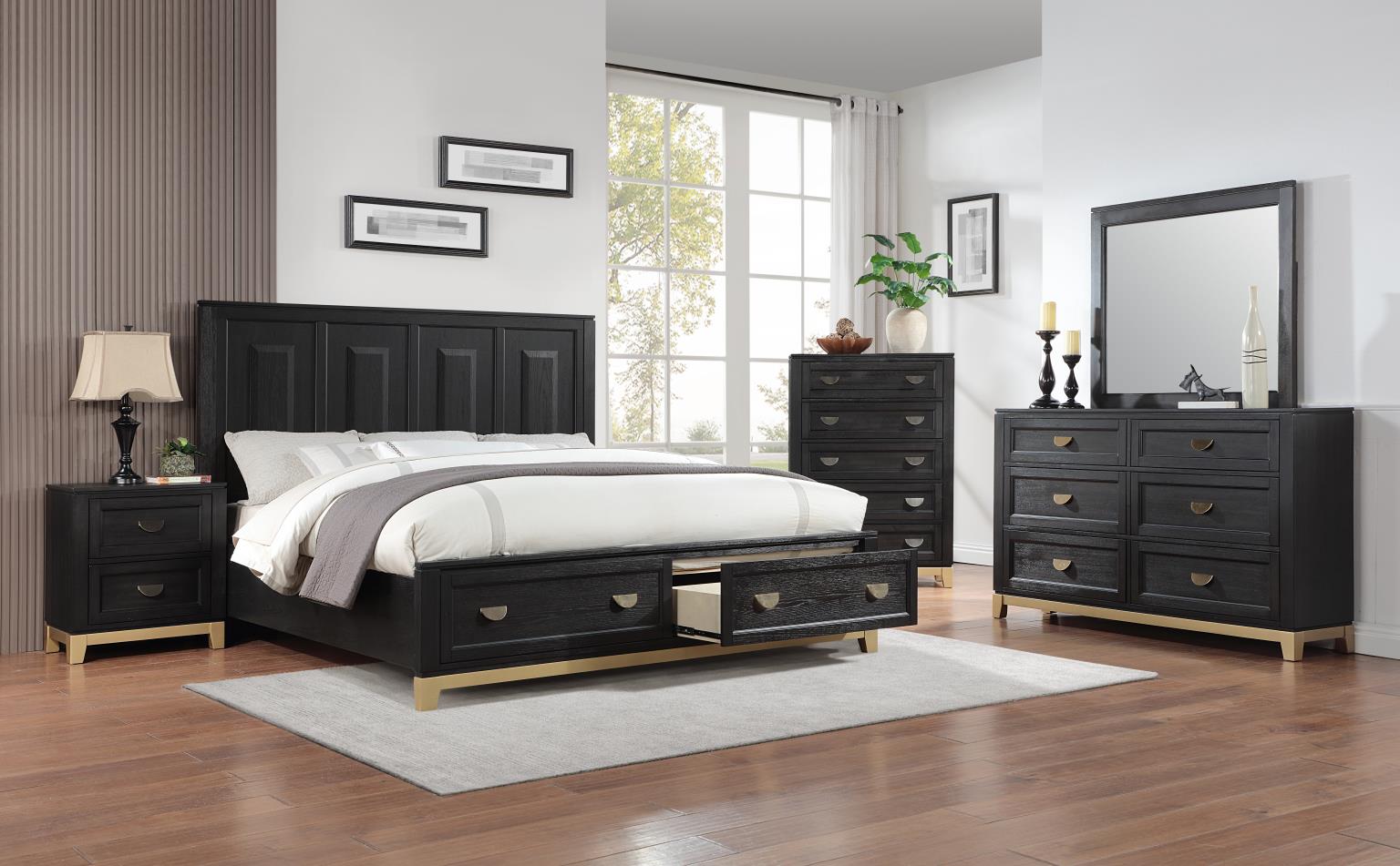 KING BED FRAME - DRESSER - MIRROR - CHEST - NIGHTSTAND view 2