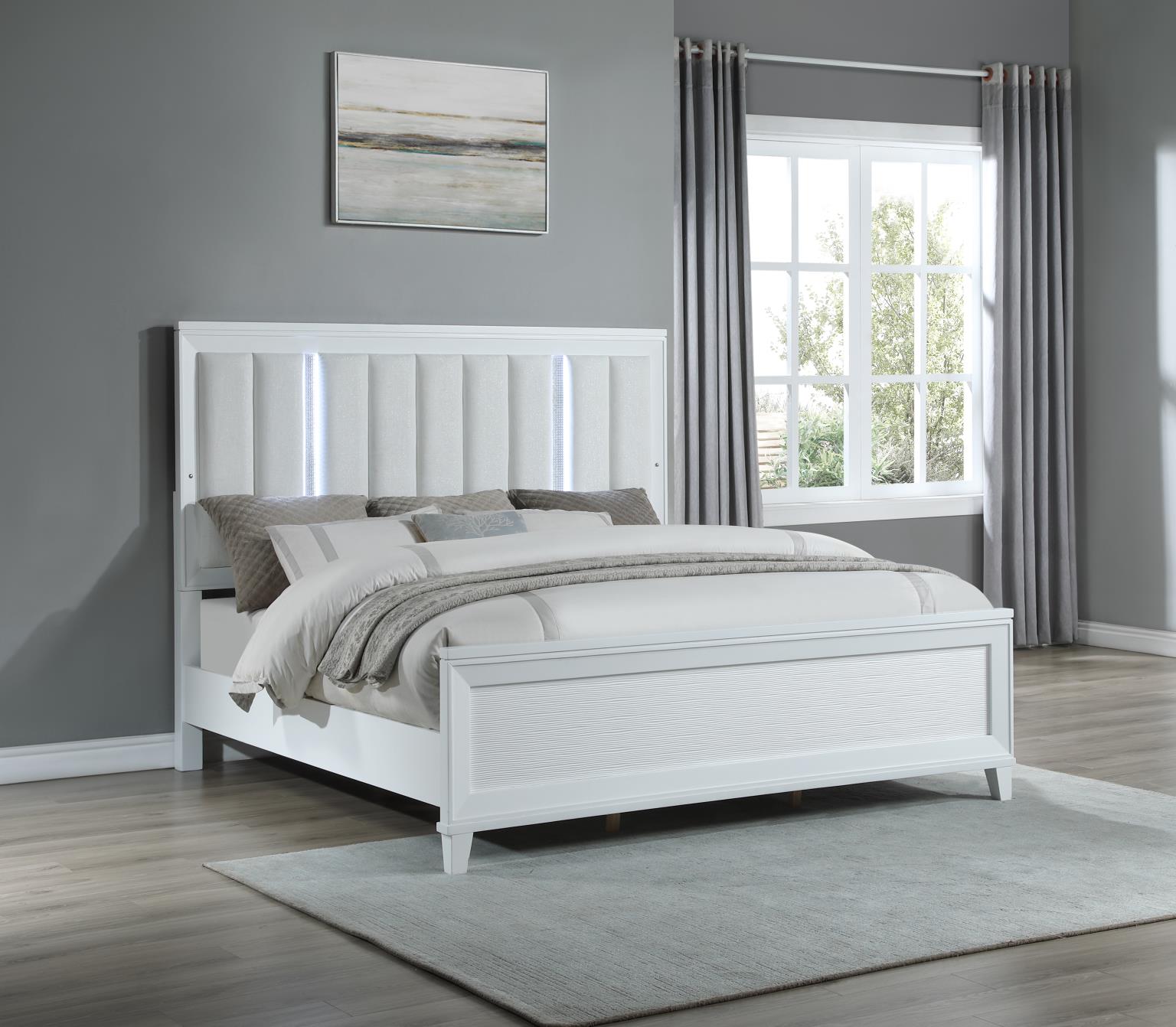 WHITE LED KING BED view 2