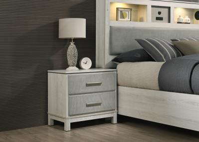 LIGHT BEIGE/DOVE GRAY NIGHTSTAND