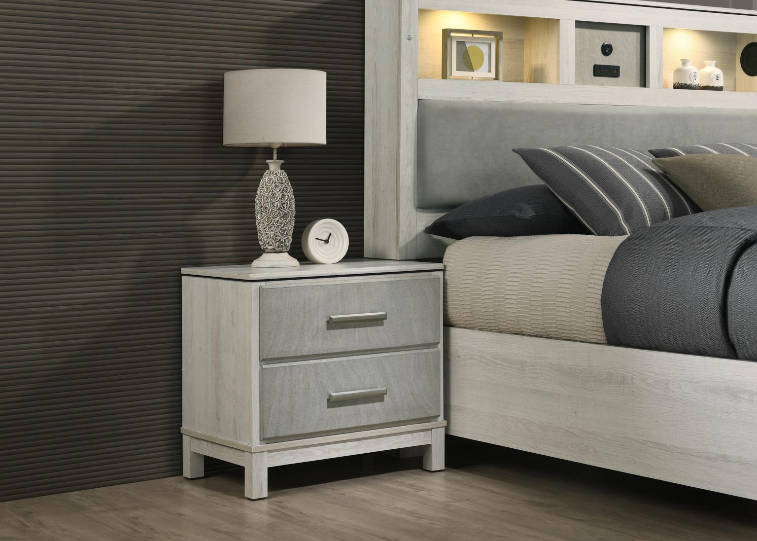 LIGHT BEIGE/DOVE GRAY NIGHTSTAND view 2