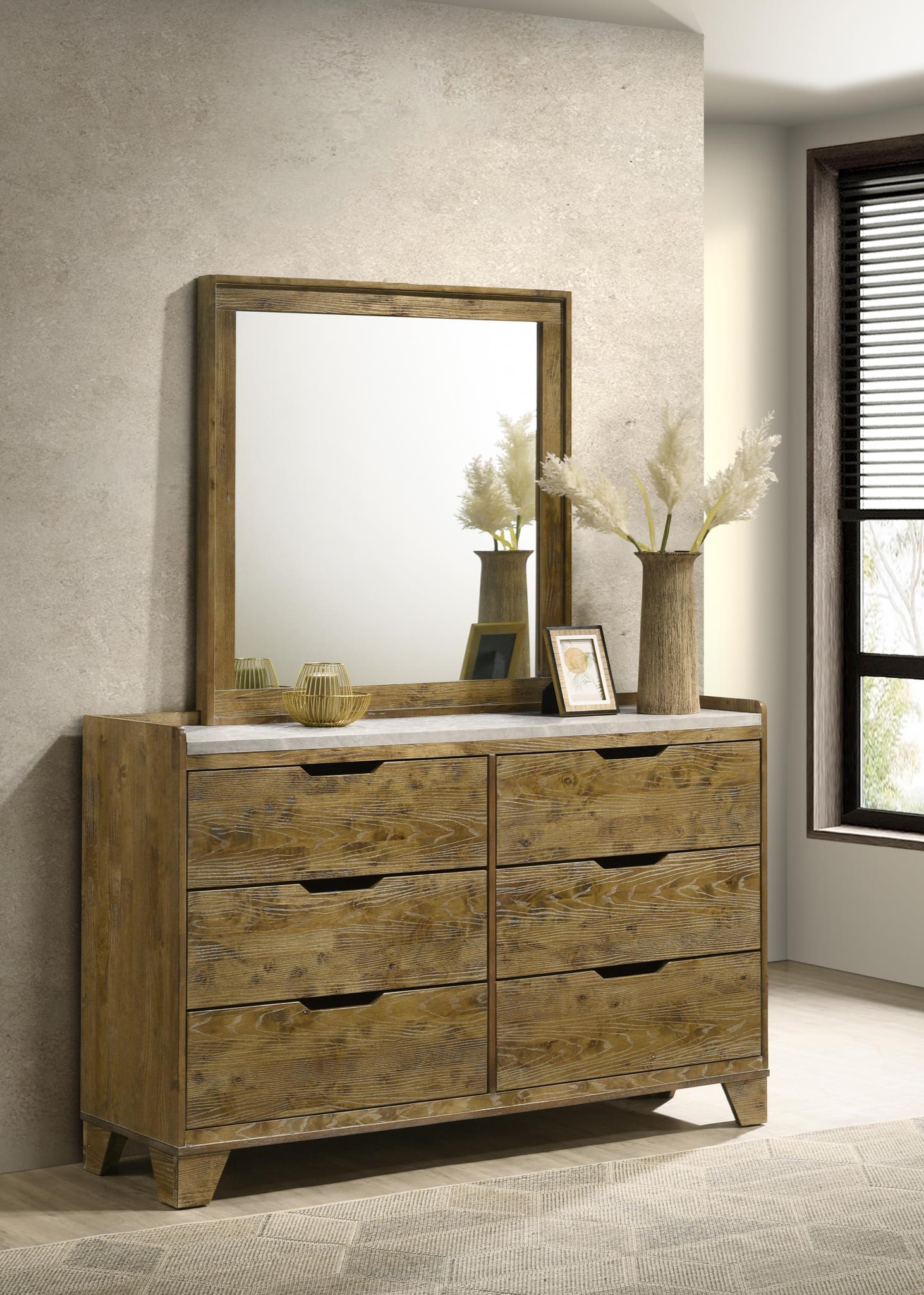 QUEEN BED - DRESSER - MIRROR view 4