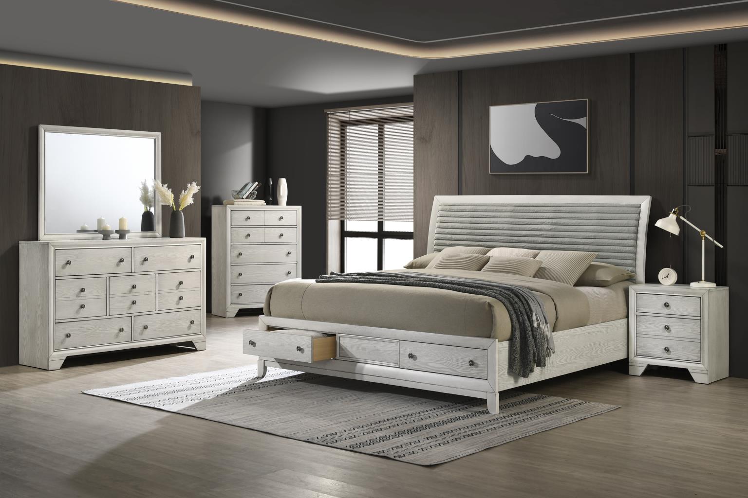 QUEEN BED FRAME-DRESSER-MIRROR view 2