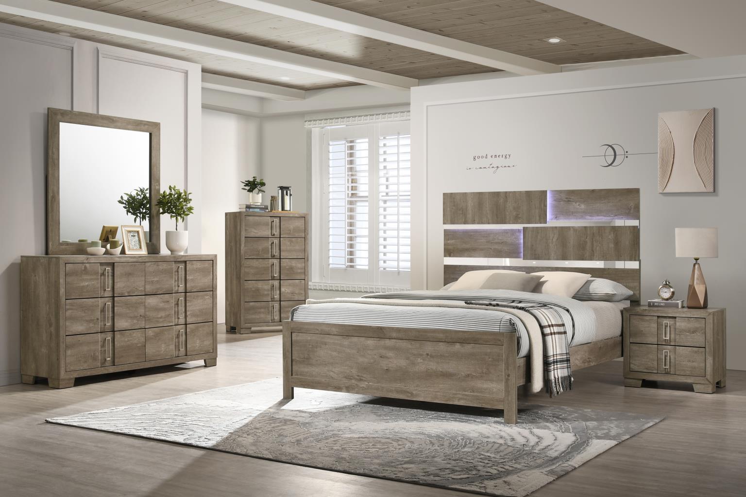 QUEEN BED FRAME - DRESSER - MIRROR - CHEST - NIGHTSTAND view 2