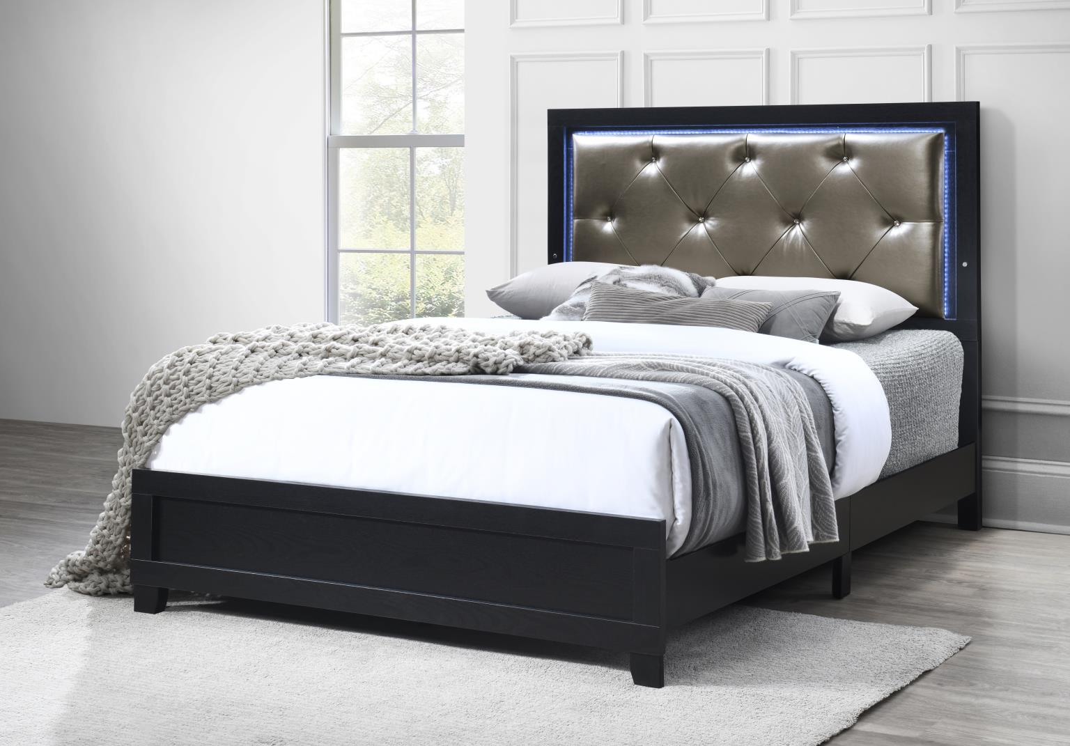 BLACK LED TWIN BED view 2