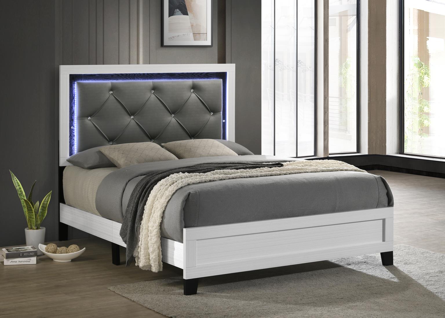 WHITE LED TWIN BED view 2