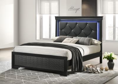 BLACK QUEEN LED BED FRAME