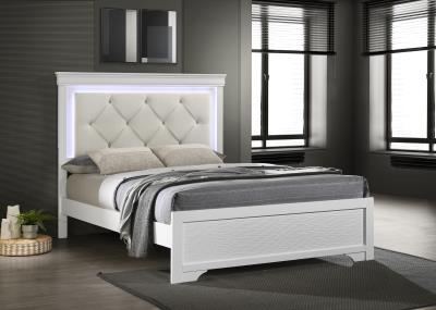 WHITE TWIN LED BED FRAME