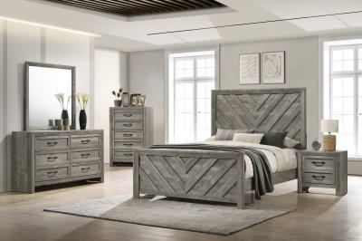 KING BED FRAME - DRESSER - MIRROR - CHEST - NIGHTSTAND