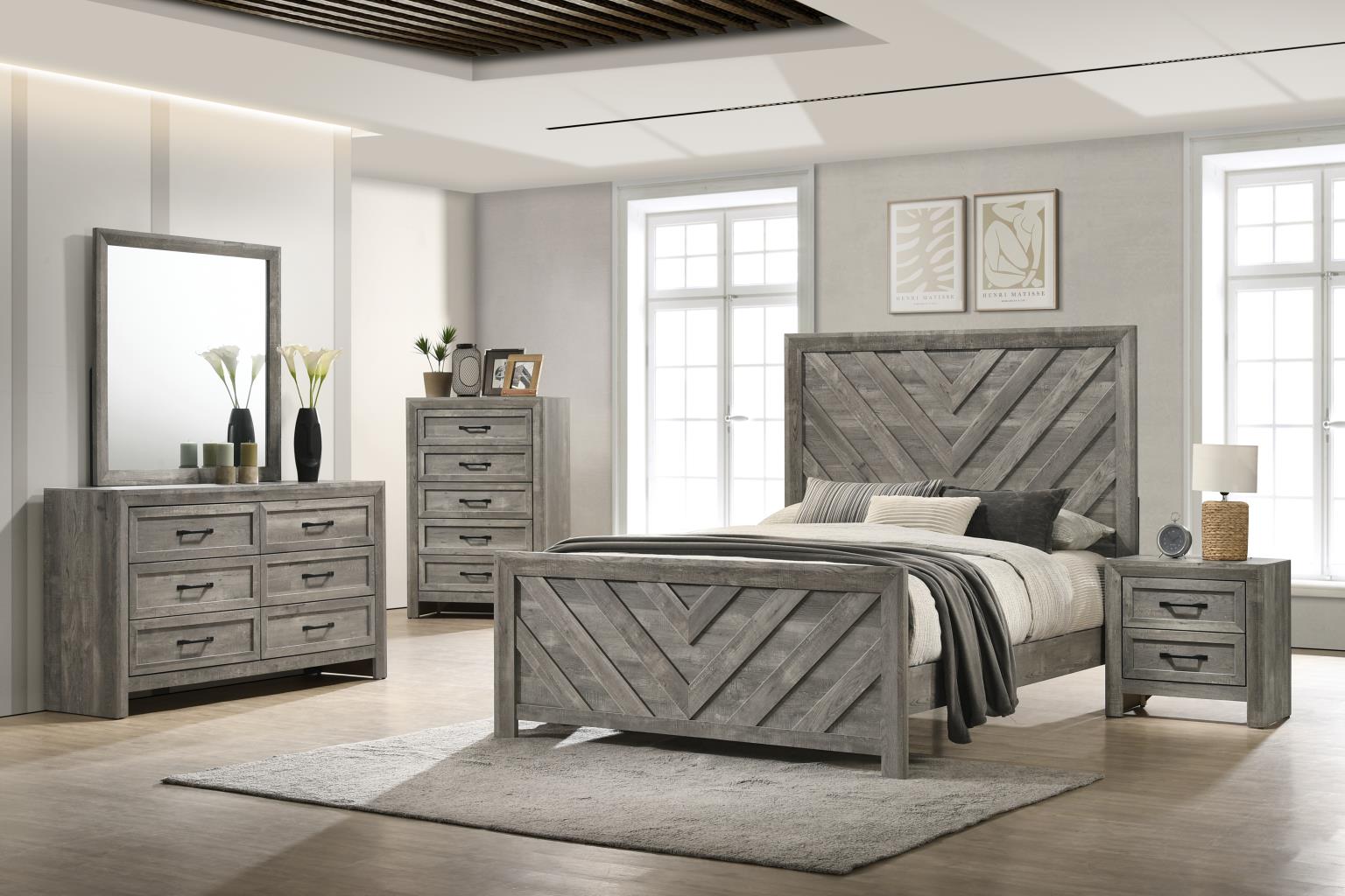 QUEEN BED FRAME - DRESSER - MIRROR - CHEST - NIGHTSTAND view 2