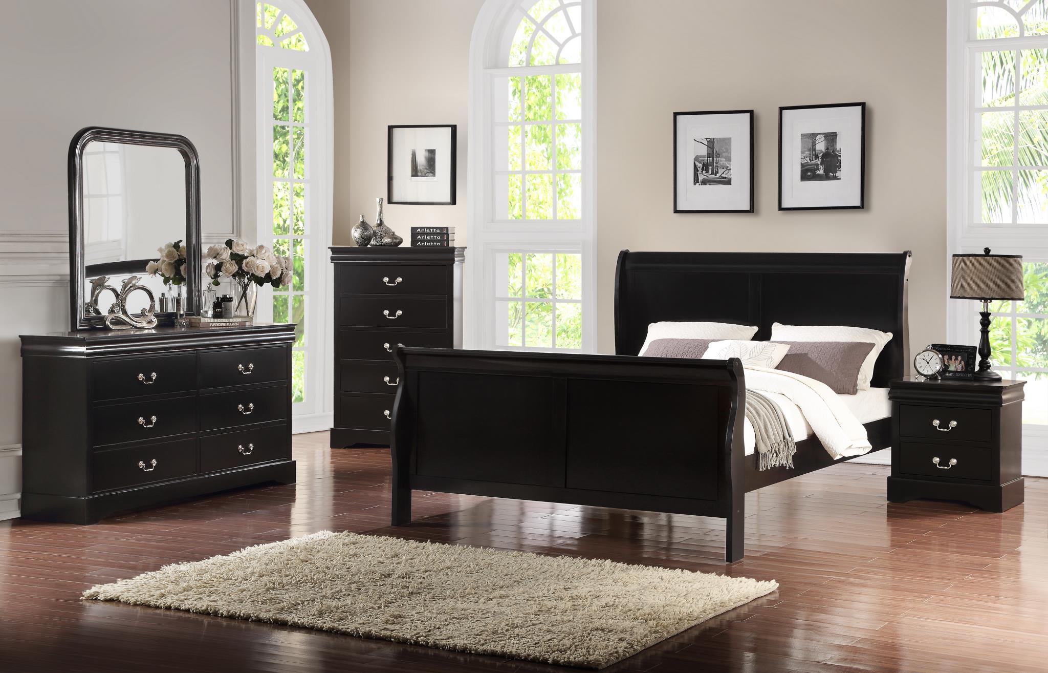 BLACK FULL SLEIGHT BED view 2