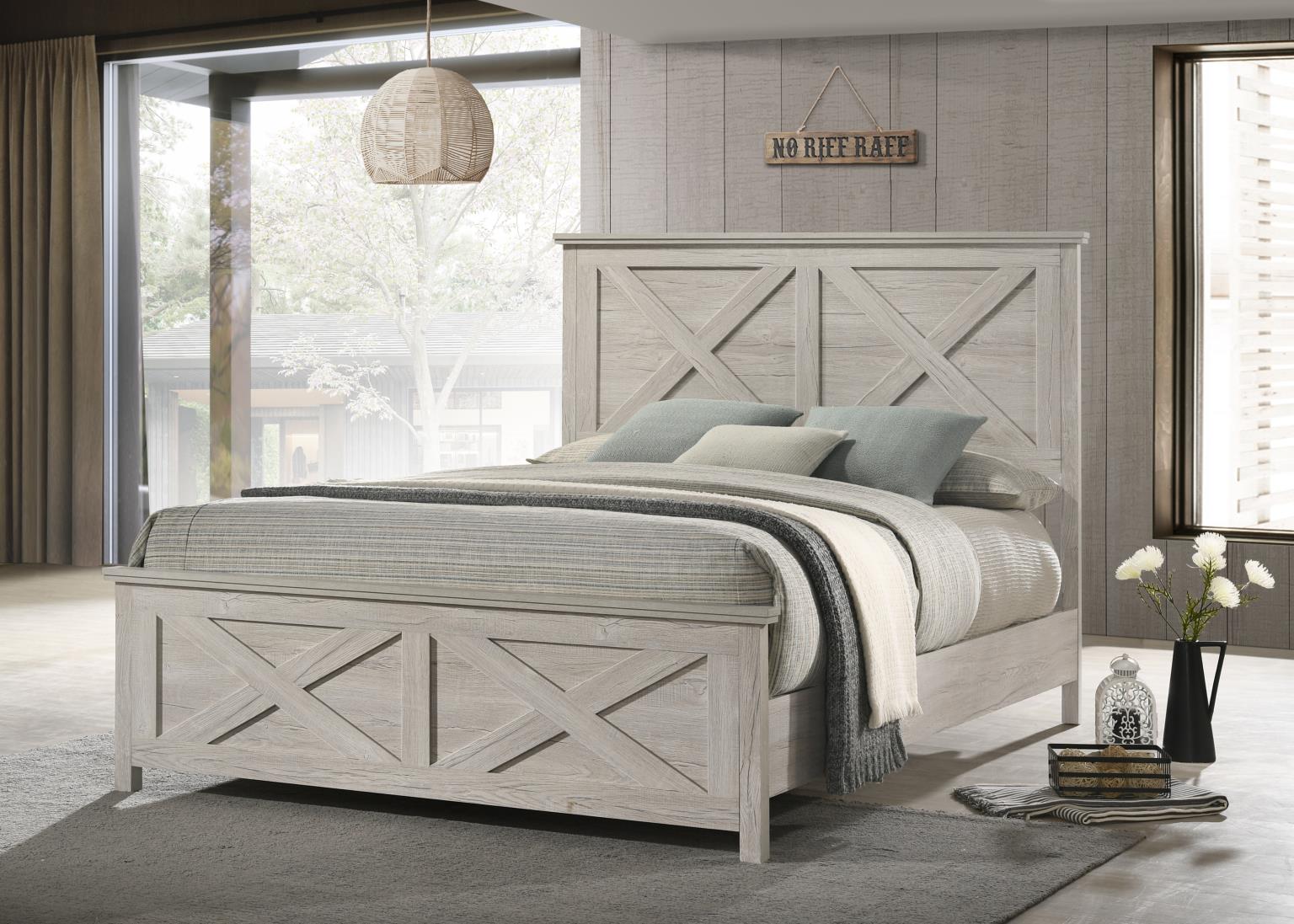 WHITE WASH QUEEN BED view 2