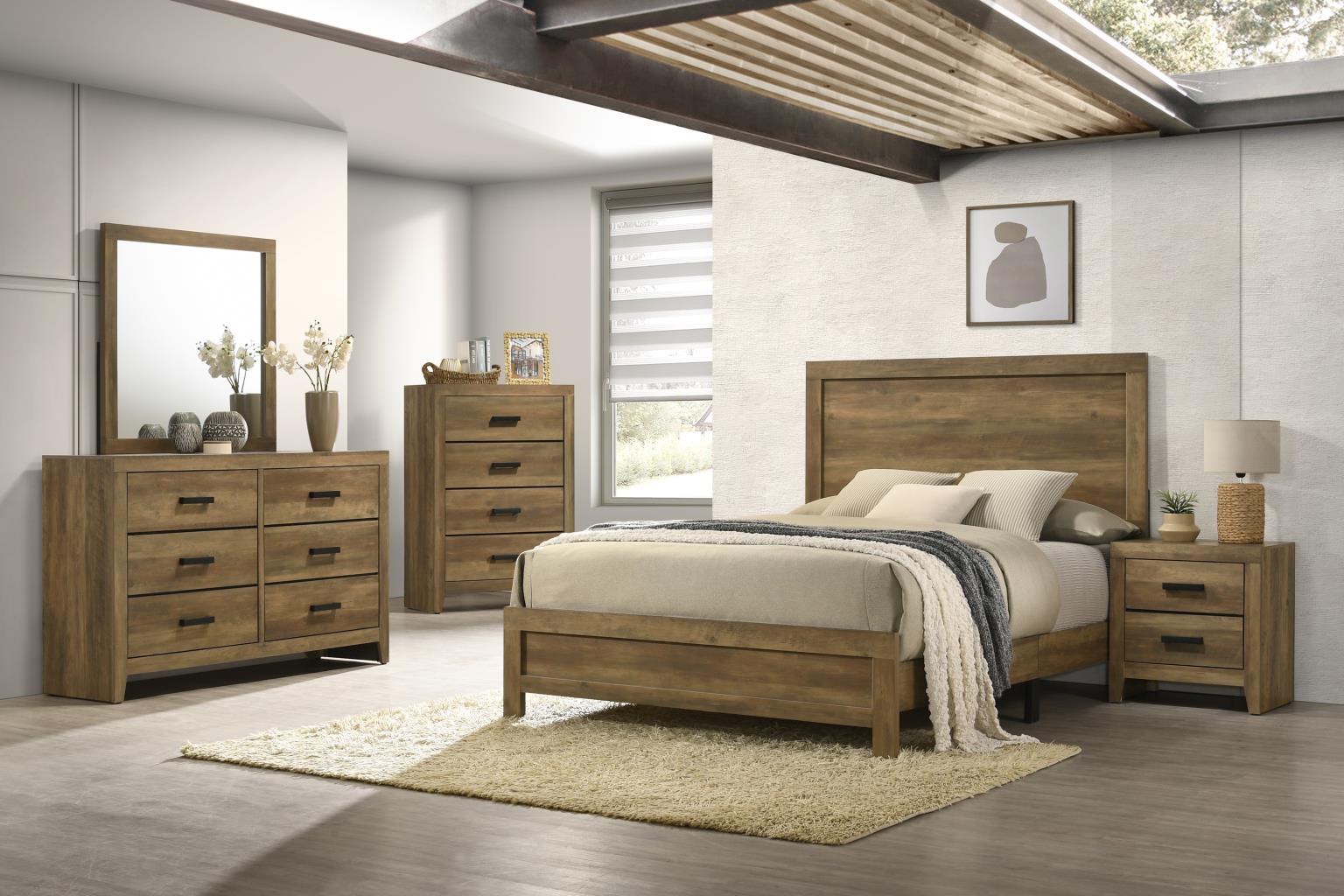 QUEEN BED FRAME - DRESSER - MIRROR - CHEST - NIGHTSTAND view 2