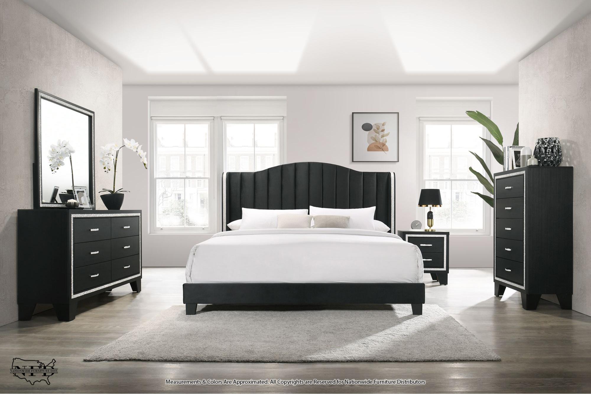 Dresser, Mirror and Black Queen Bed