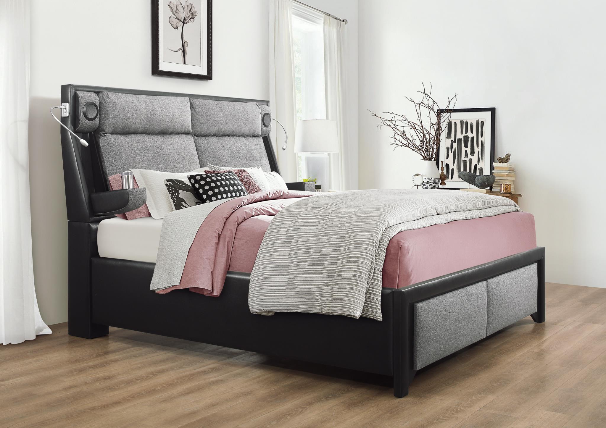 BLACK BLUETOOTH QUEEN BED view 2
