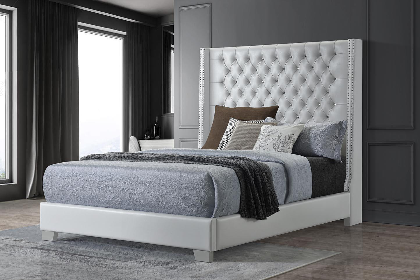 WHITE LEATHER KING BED view 2