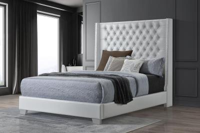 WHITE LEATHER QUEEN BED
