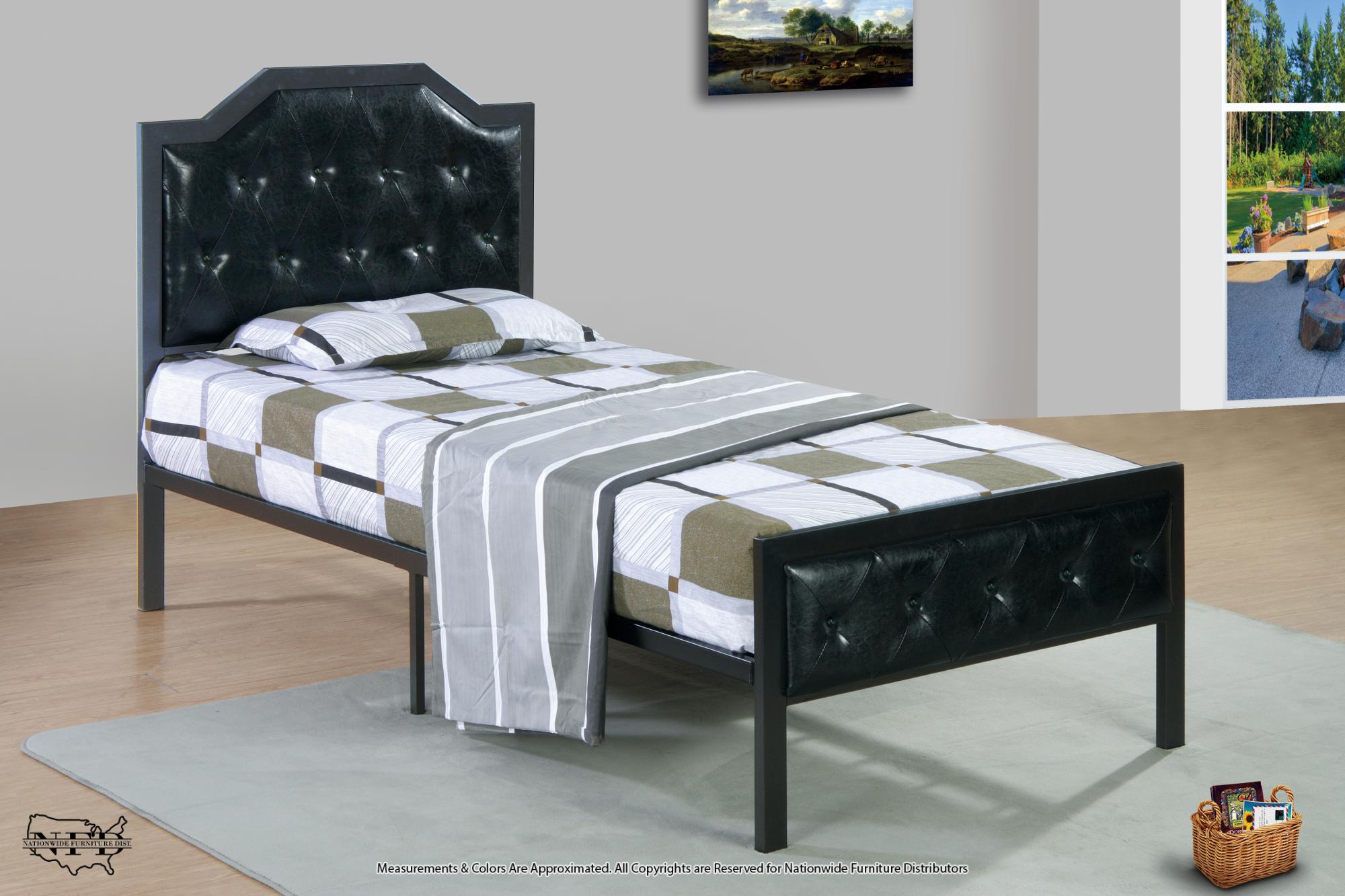 Full Black PU Metal Bed view 2
