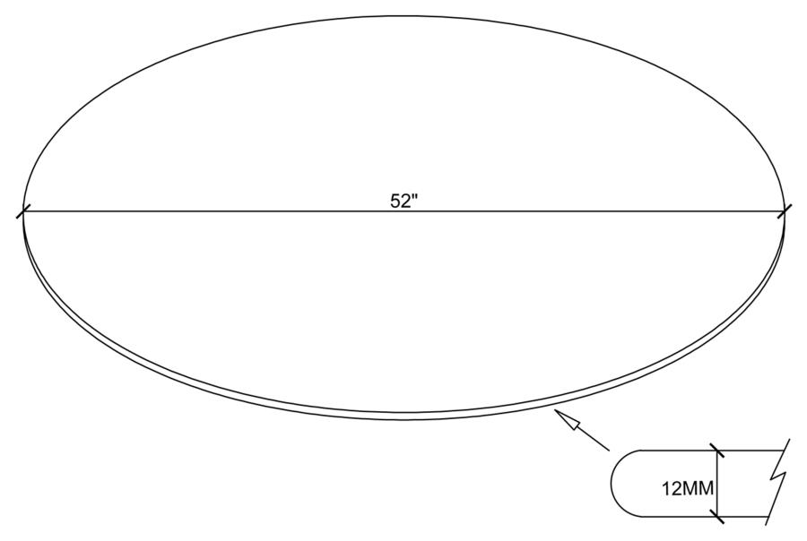 52-inch 12mm Round Clear Tempered Glass Top view 3