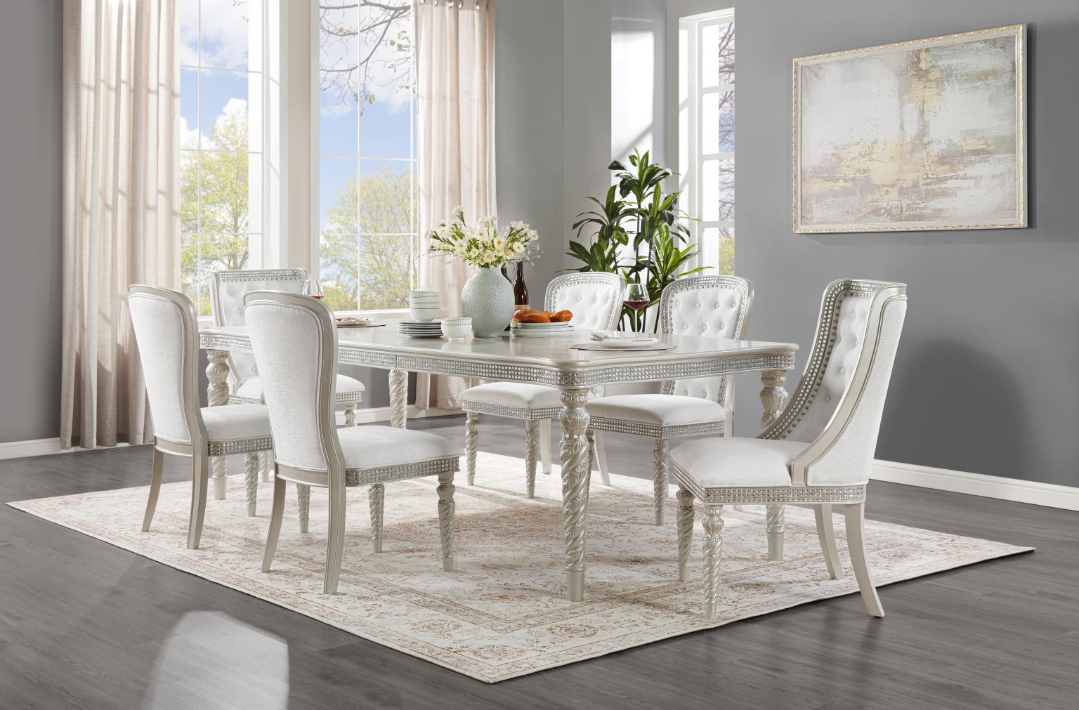 DINING TABLE & 4 SIDE CHAIRS & 2 Arm Chairs view 2