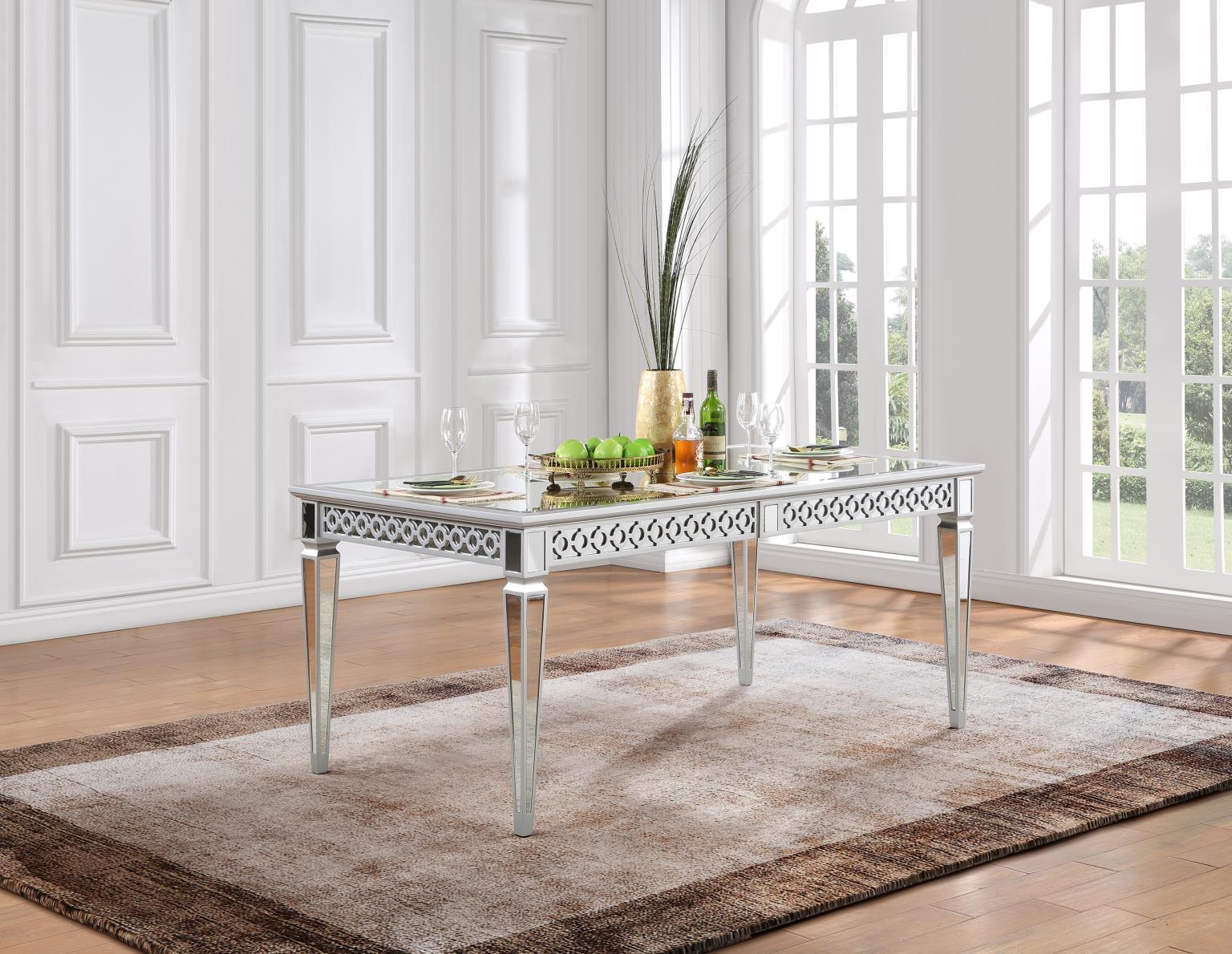 SILVER/MIRROR DINING TABLE view 2