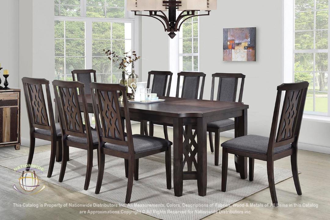 Extension Leaf Antique Grey Dining Table and 6 x Side Chair