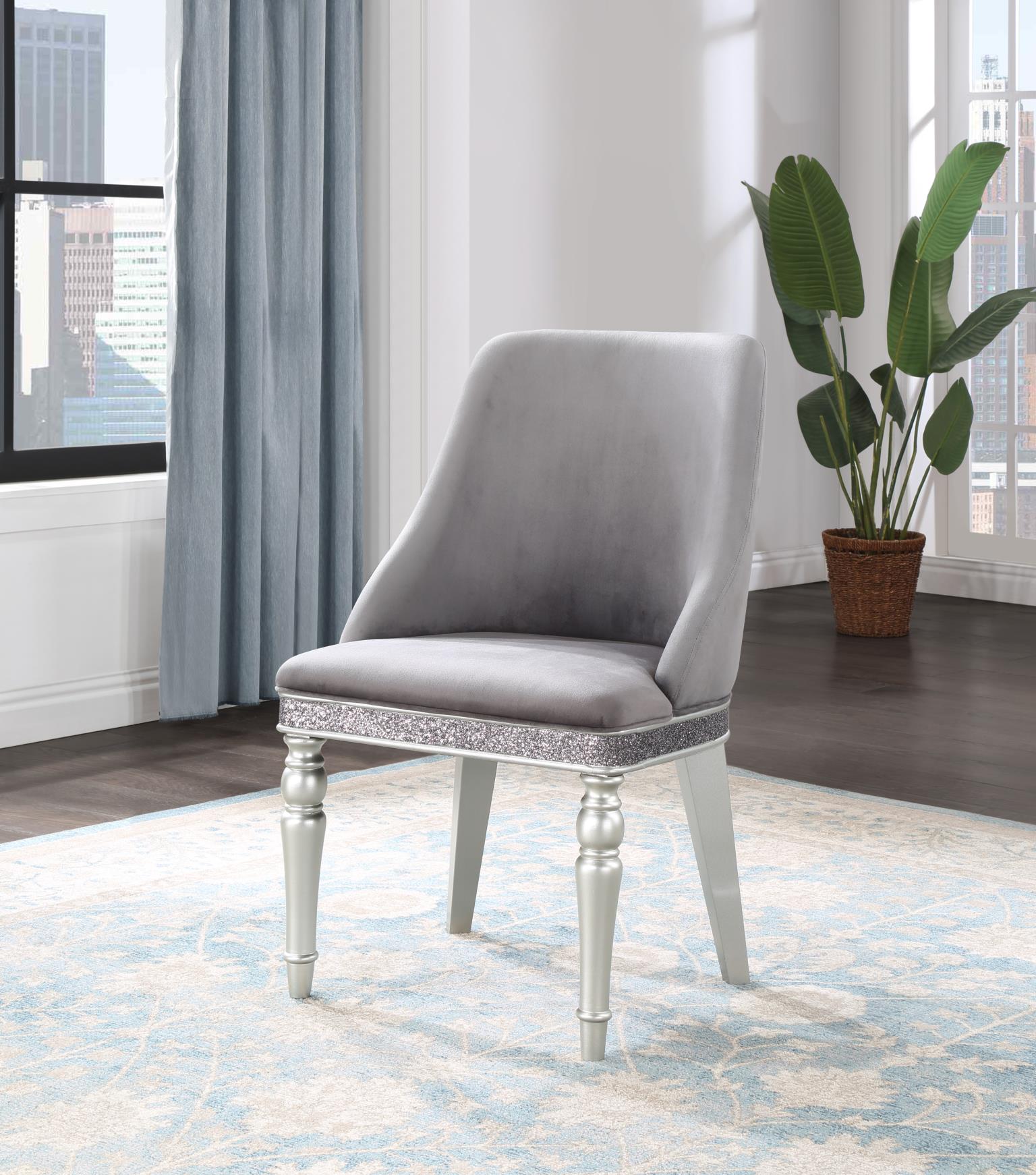 SILVER SHIMMER VELVET ARM CHAIR (2/BOX) view 2