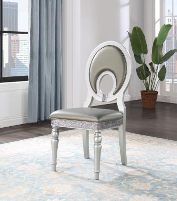 SILVER SHIMMER ROUND BACK SIDE CHAIR (2/BOX)