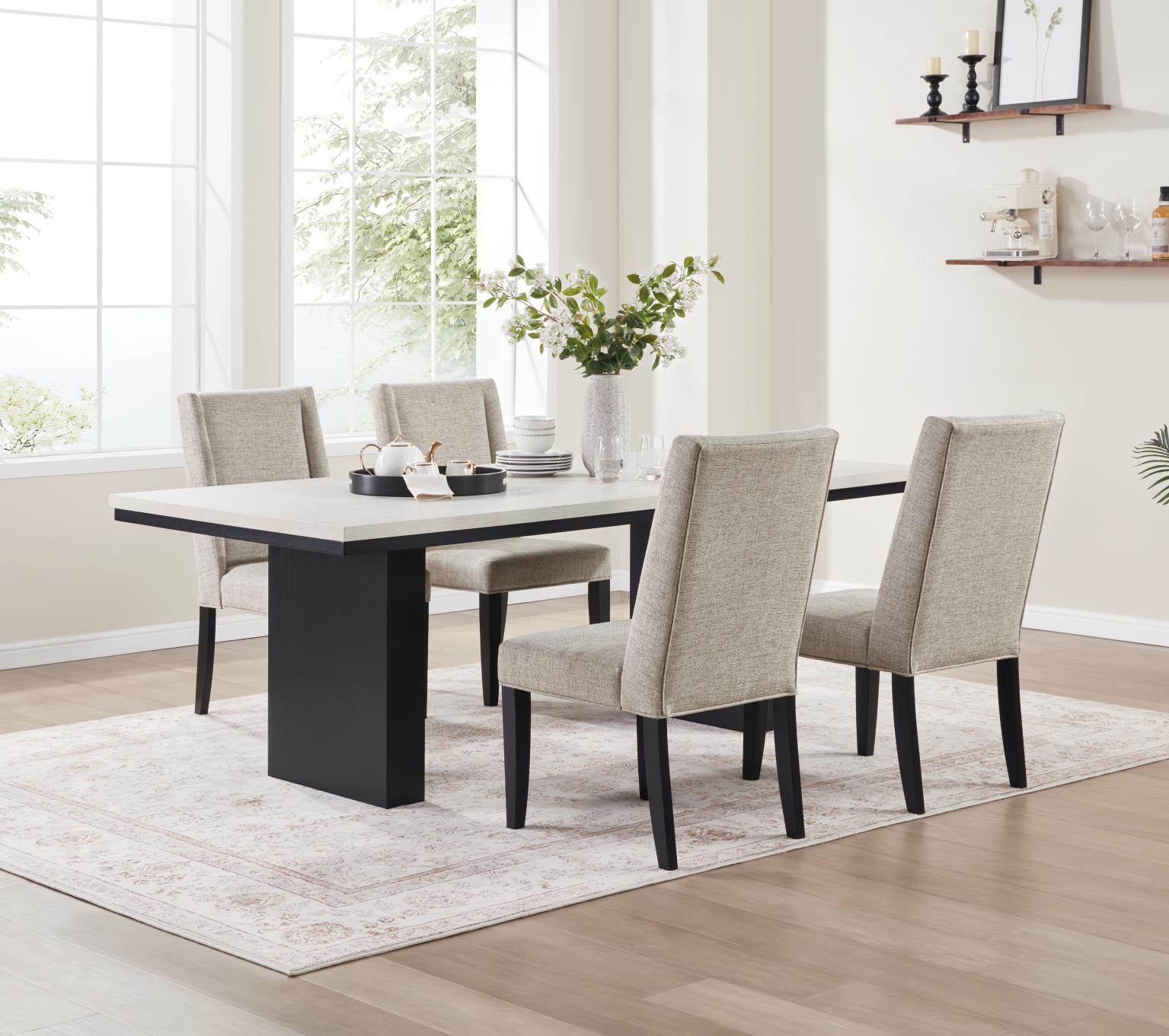 BLACK/VORY WHITE DINING UPH SIDE CHAIR view 4