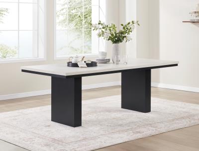BLACK/IVORY  MELAMIN RECTANGULAR DINING TABLE