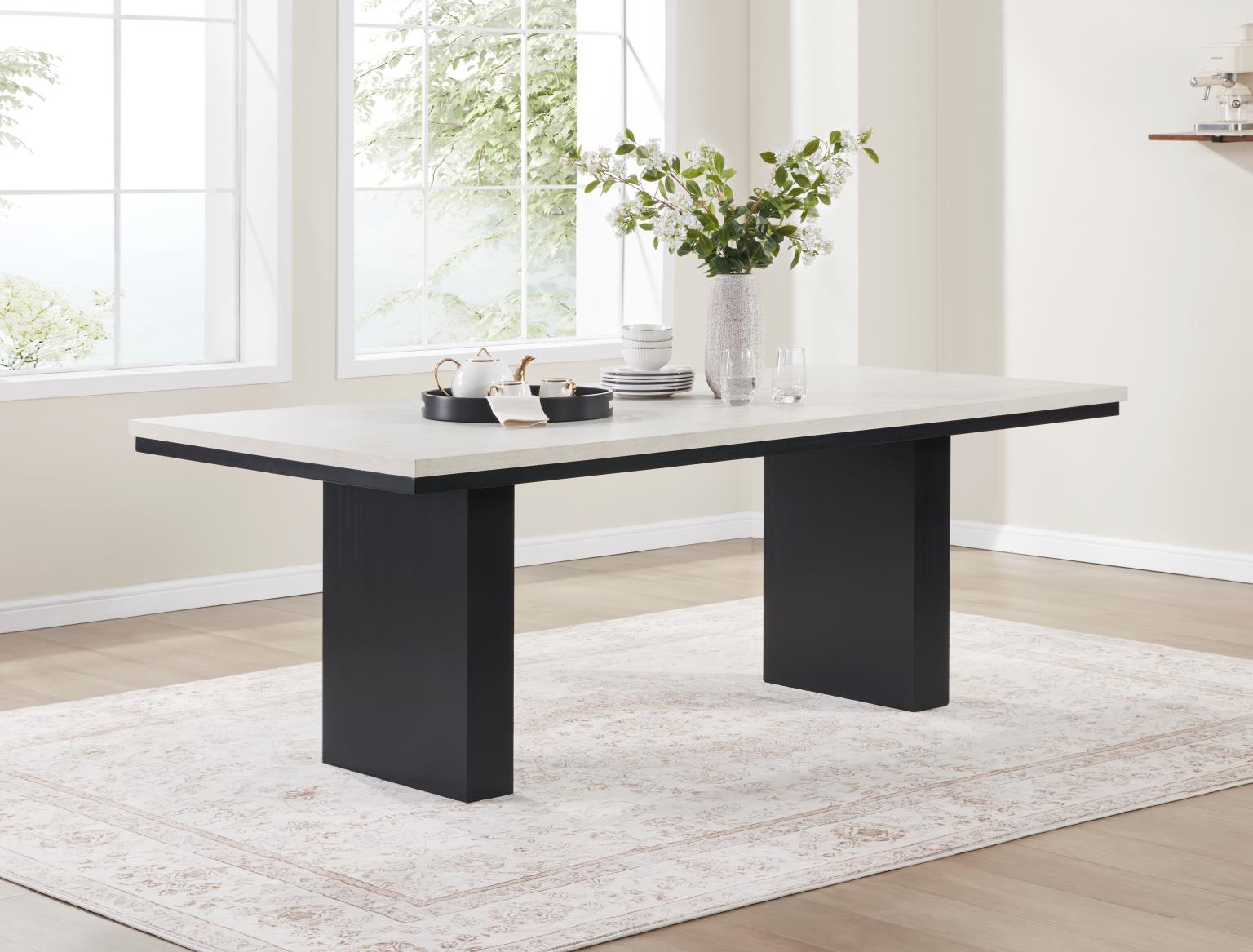 BLACK/IVORY  MELAMIN RECTANGULAR DINING TABLE view 2