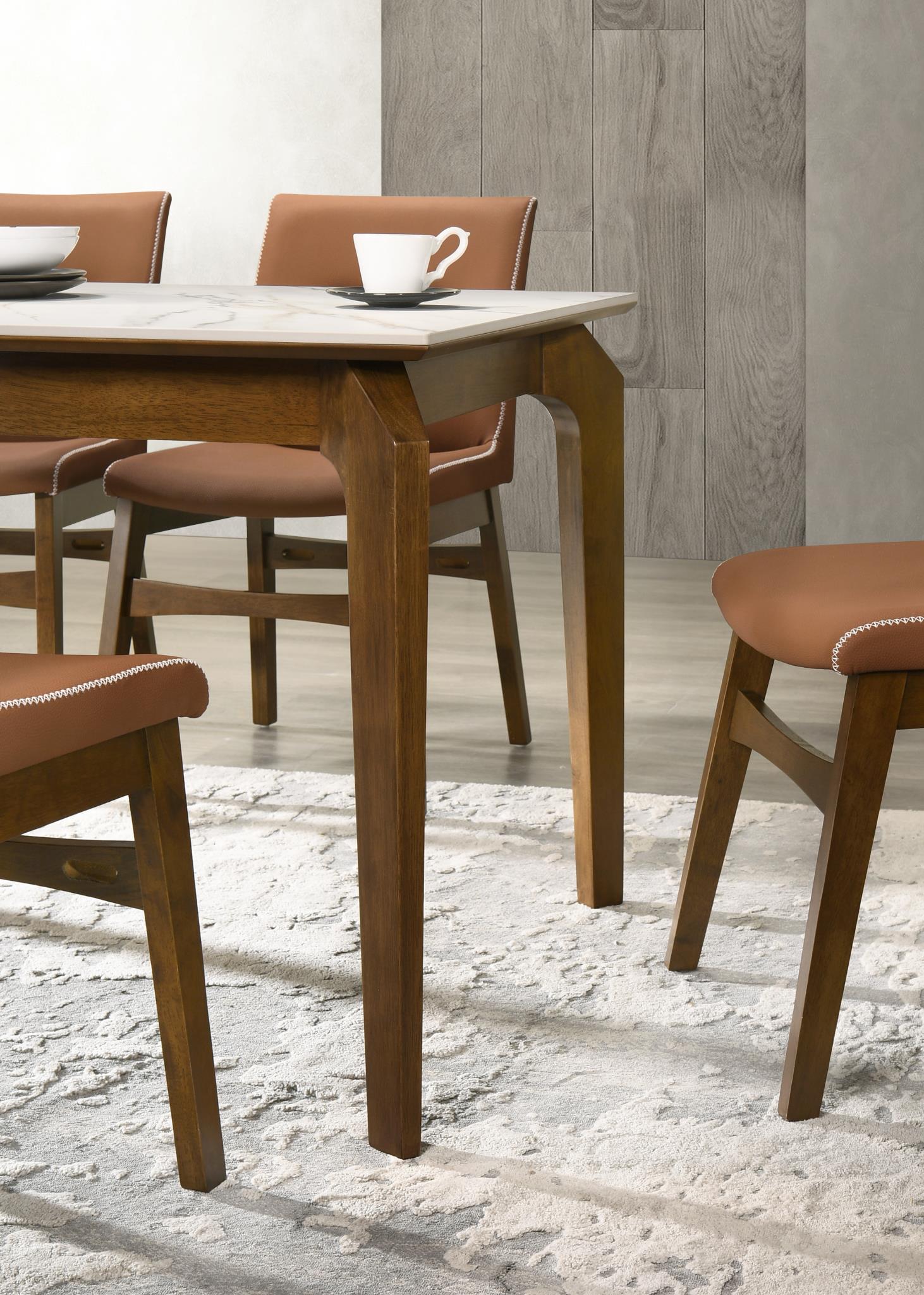 DARK WALNUT RECTANGULAR DINING TABLE..TOP COLOR: WHITE PORCELAIN view 3