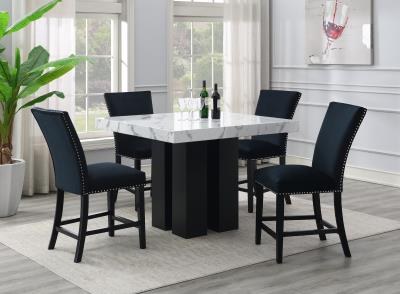 COUNTER TABLE & 4 BLACK CHAIRS