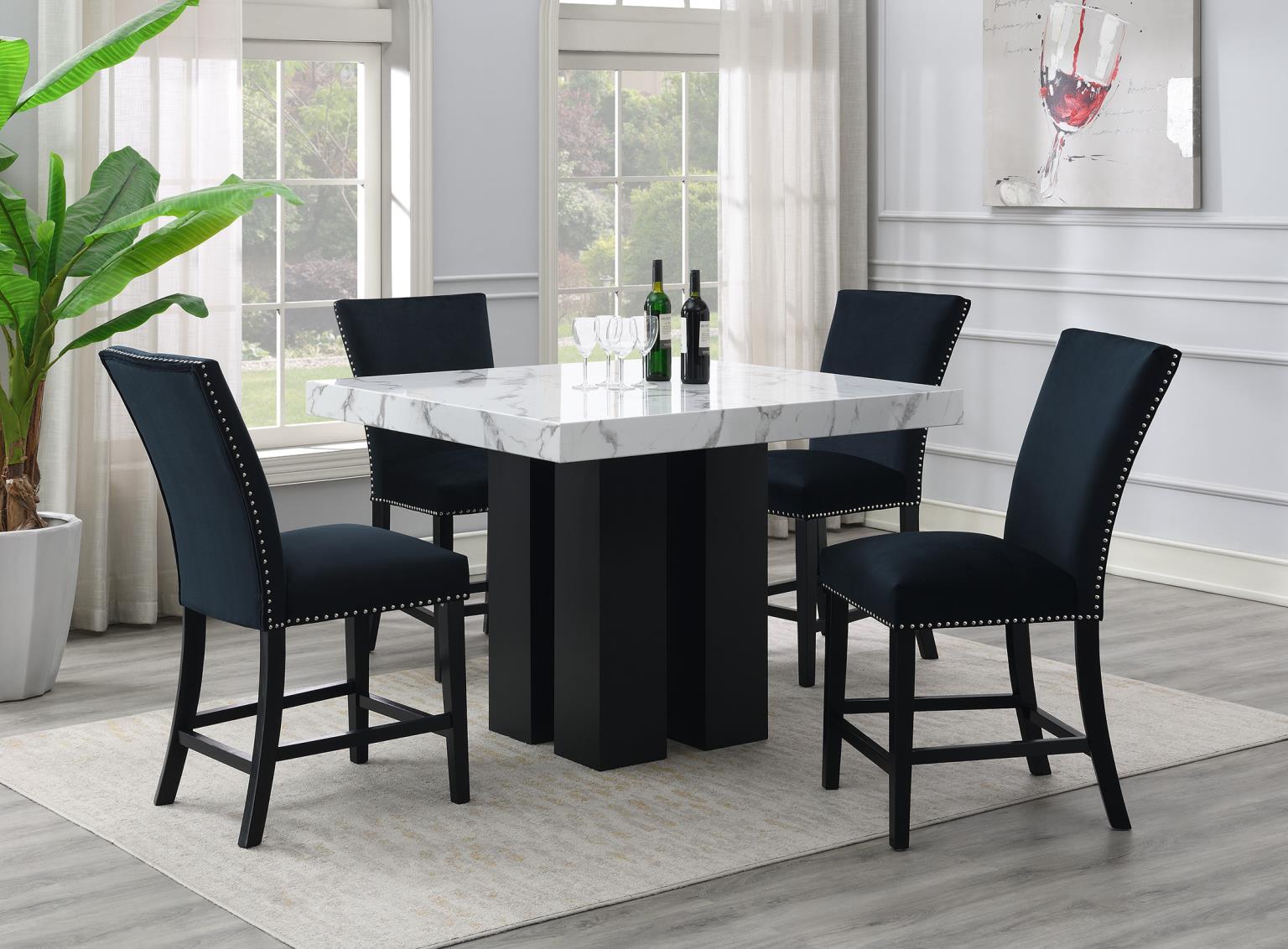 COUNTER TABLE & 4 BLACK CHAIRS view 2