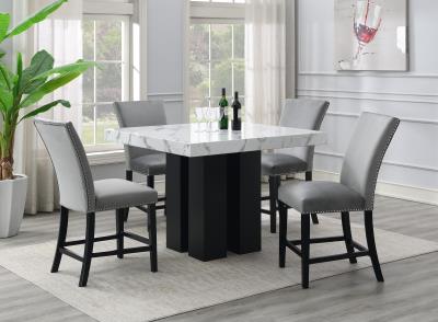 COUNTER TABLE & 4 GRAY CHAIRS