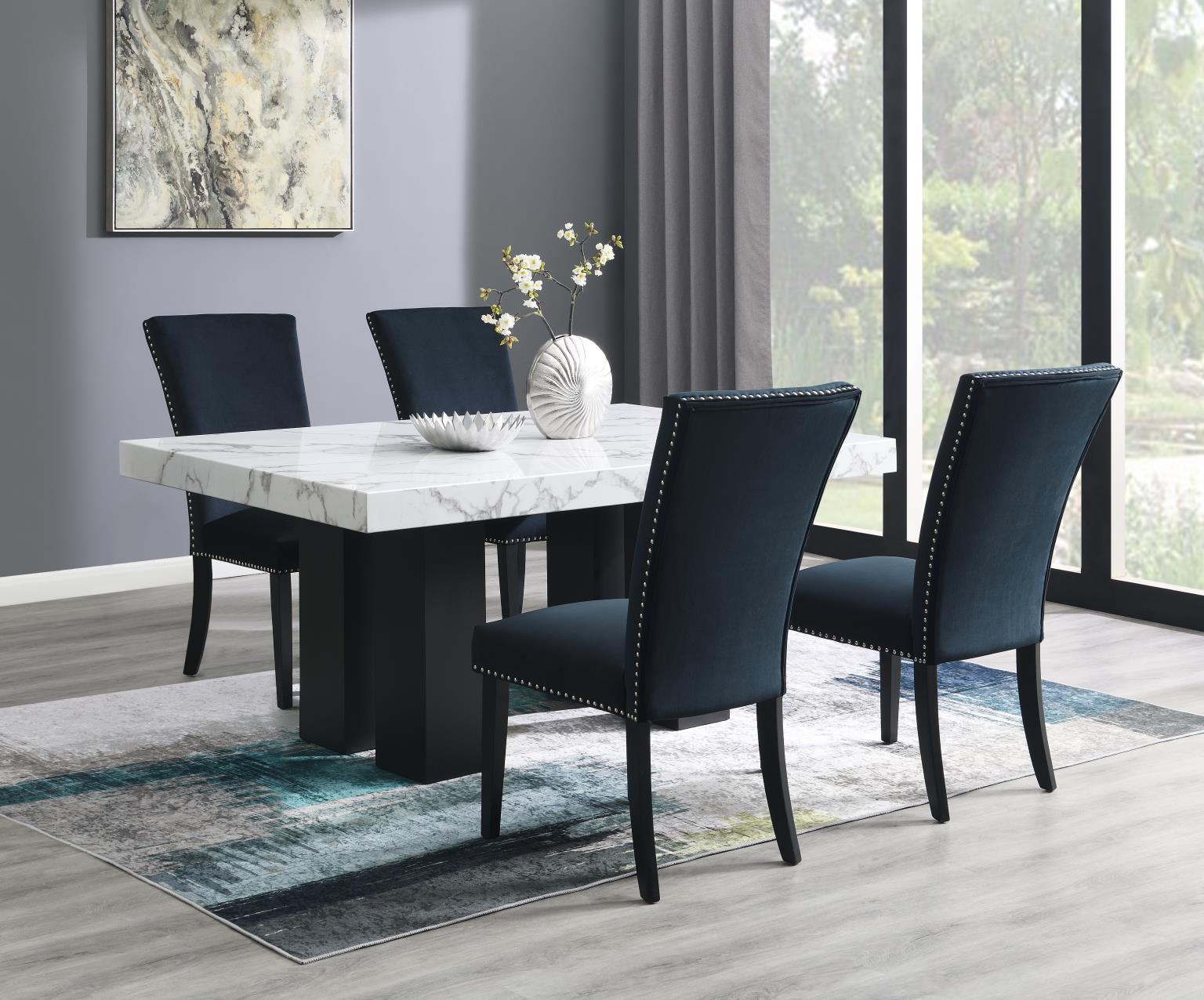 DINING TABLE & 4 BLACK CHAIRS view 2