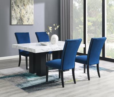 DINING TABLE & 4 BLUE CHAIRS