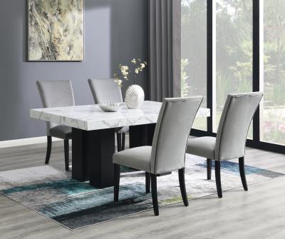 DINING TABLE & 4 GRAY CHAIRS