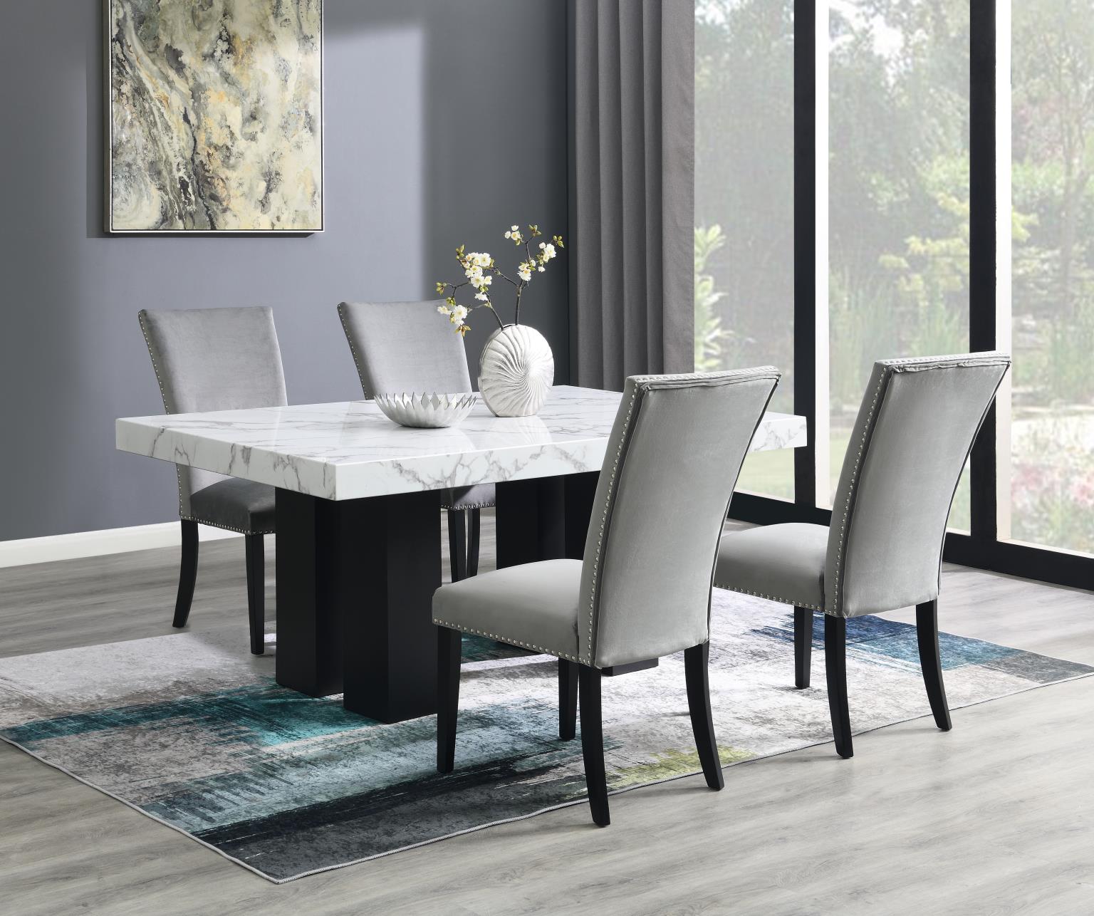 DINING TABLE & 4 GRAY CHAIRS view 2