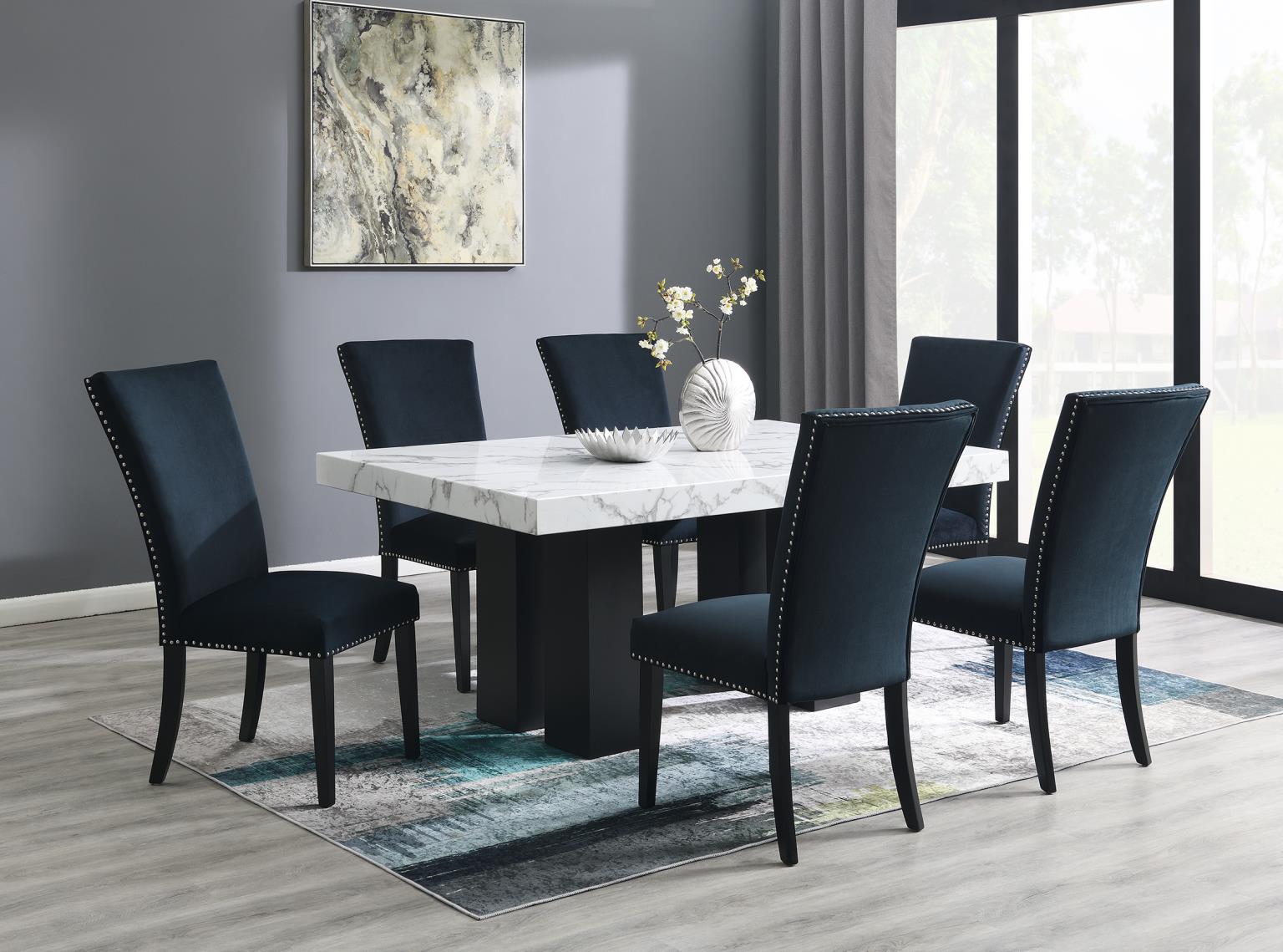 DINING TABLE & 6 BLACK CHAIRS view 2