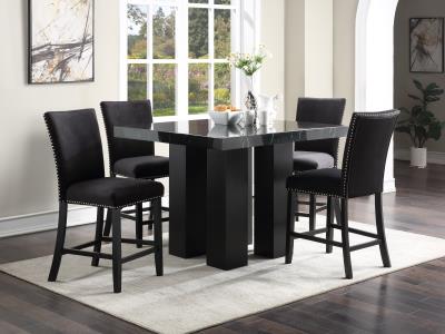 COUNTER TABLE & 4 BLACK CHAIRS